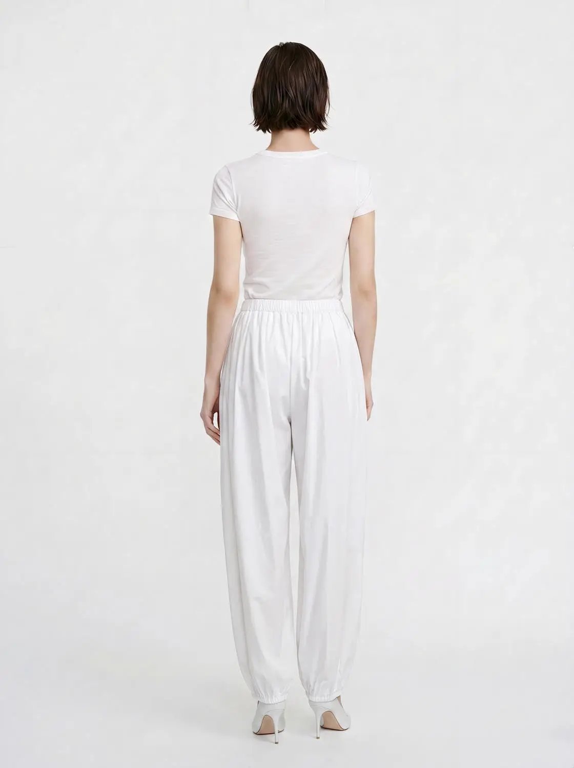 Elastic-waist Pleated Wide-leg Jogger Pants