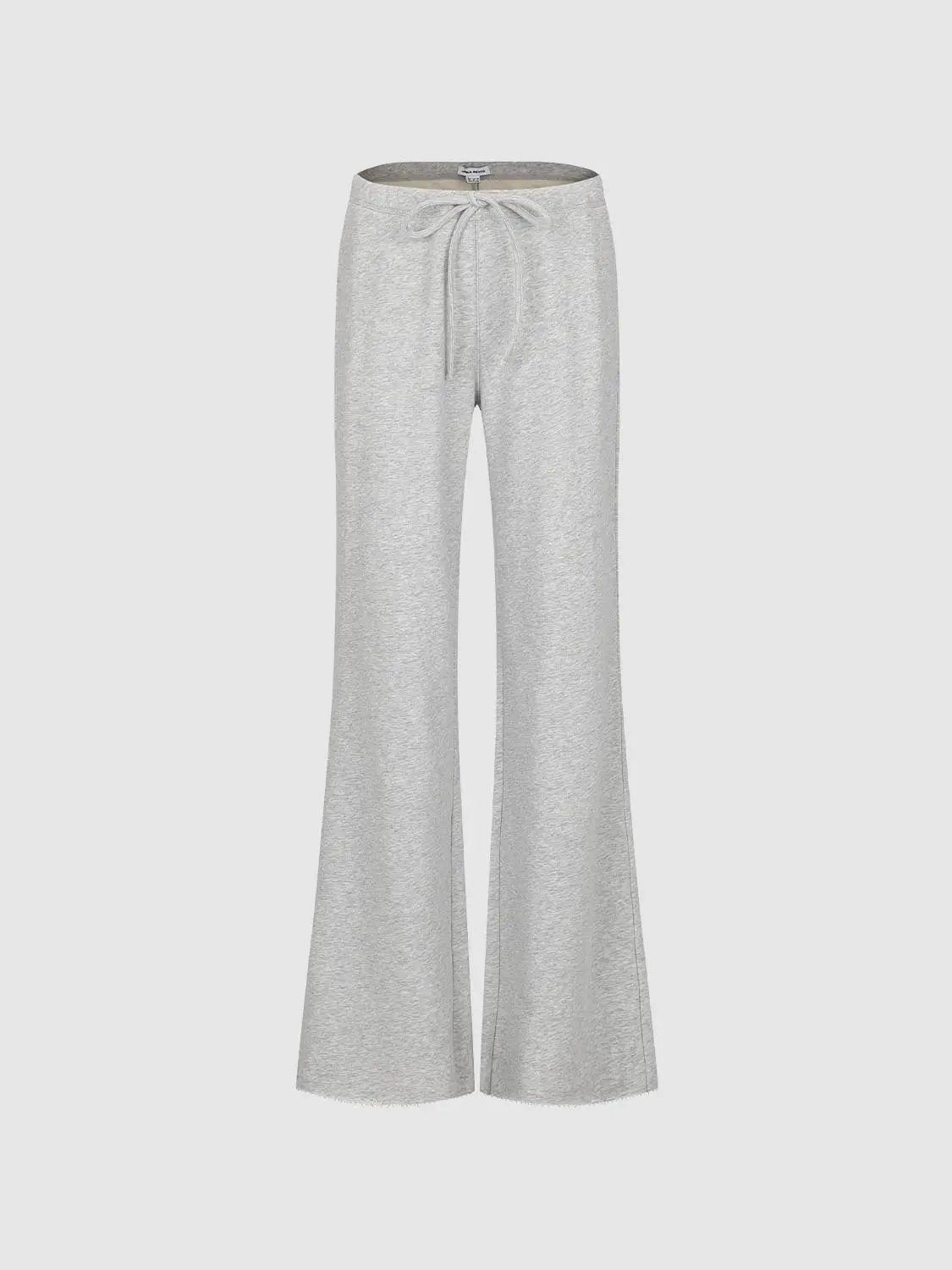 Tie Waist Raw Hem Flare Cotton Blend Pants