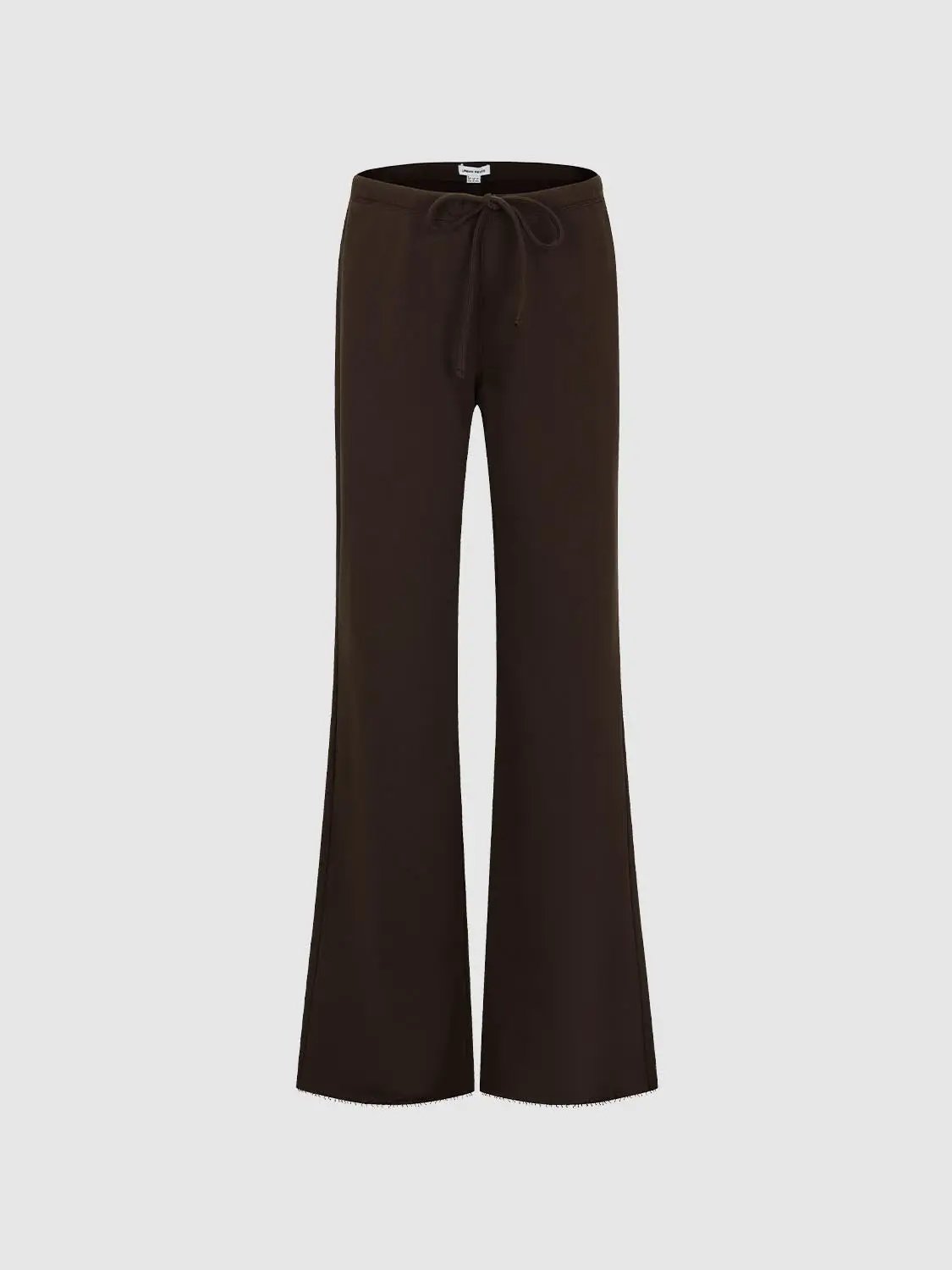Tie Waist Raw Hem Flare Cotton Blend Pants