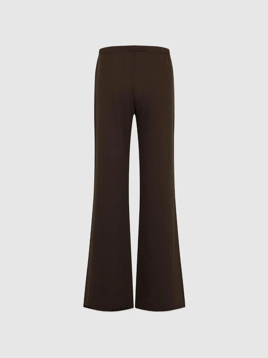Tie Waist Raw Hem Flare Cotton Blend Pants