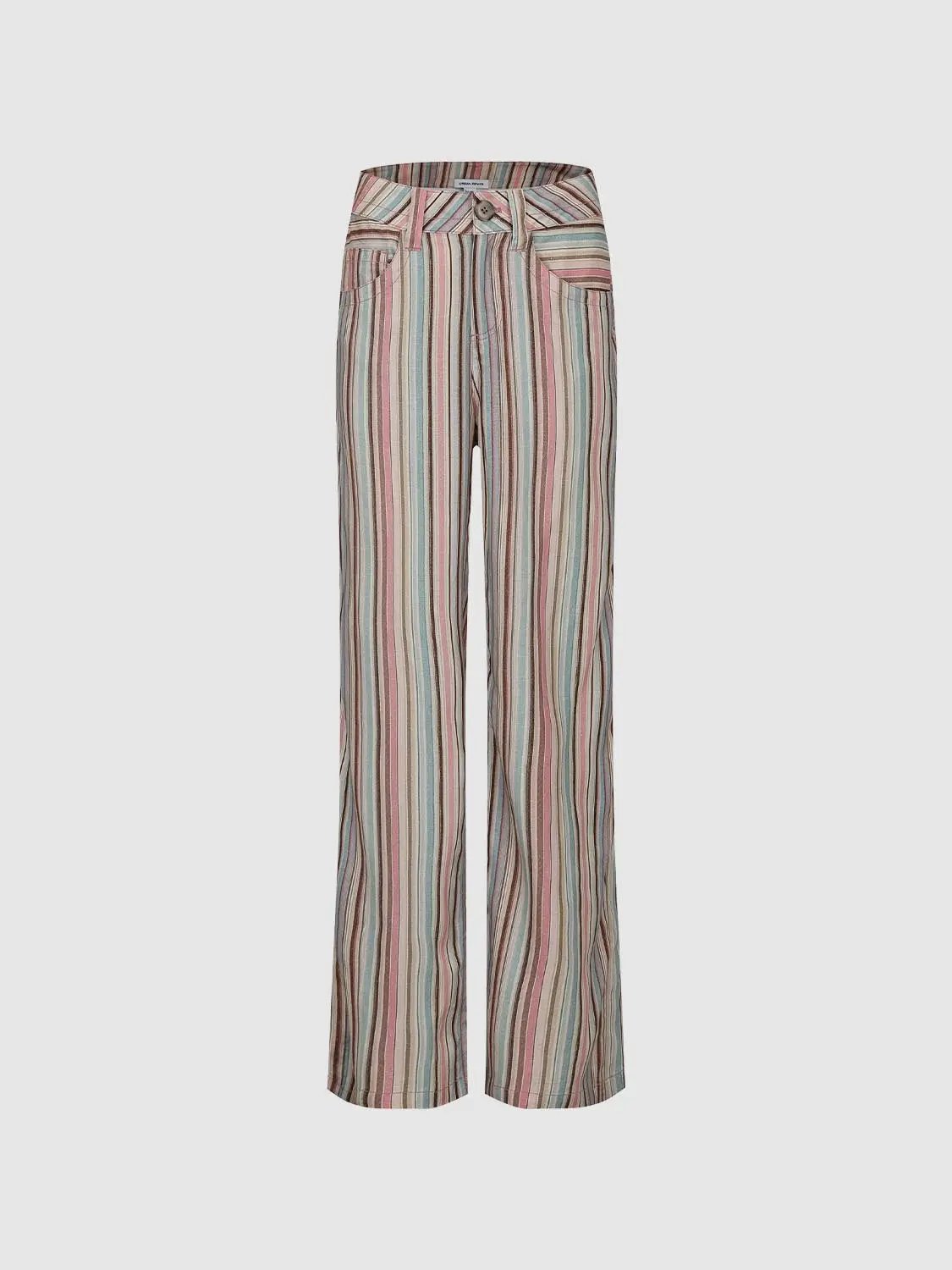 Pastel Striped Wide-leg Pants