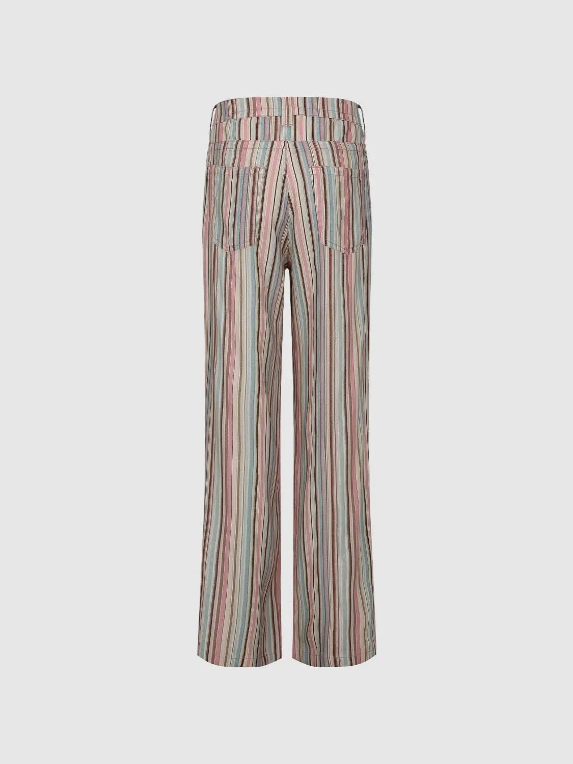 Pastel Striped Wide-leg Pants