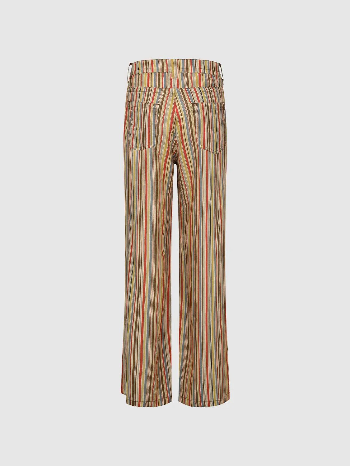 Pastel Striped Wide-leg Pants