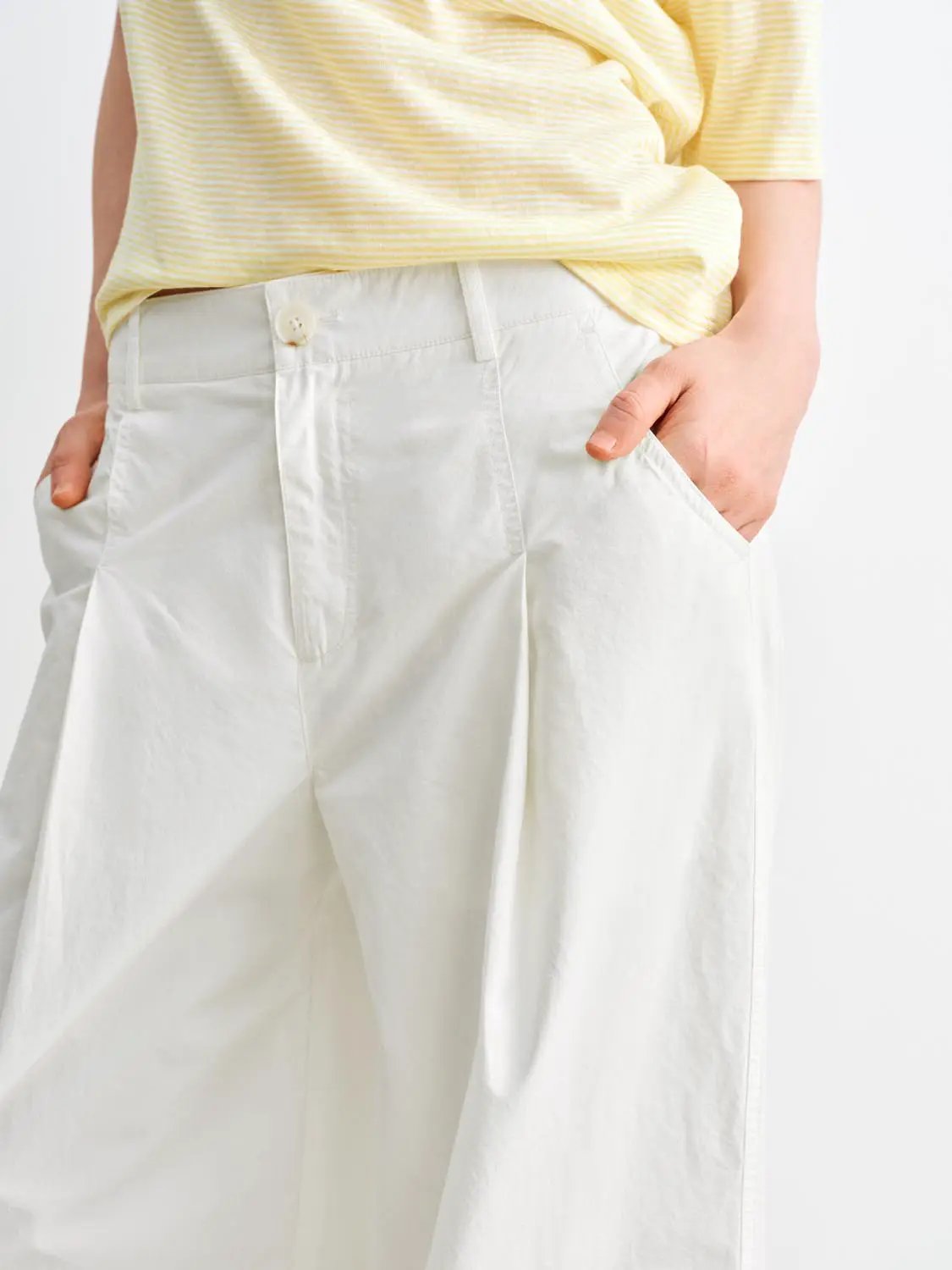 Pleated Cotton Wide-leg Pants