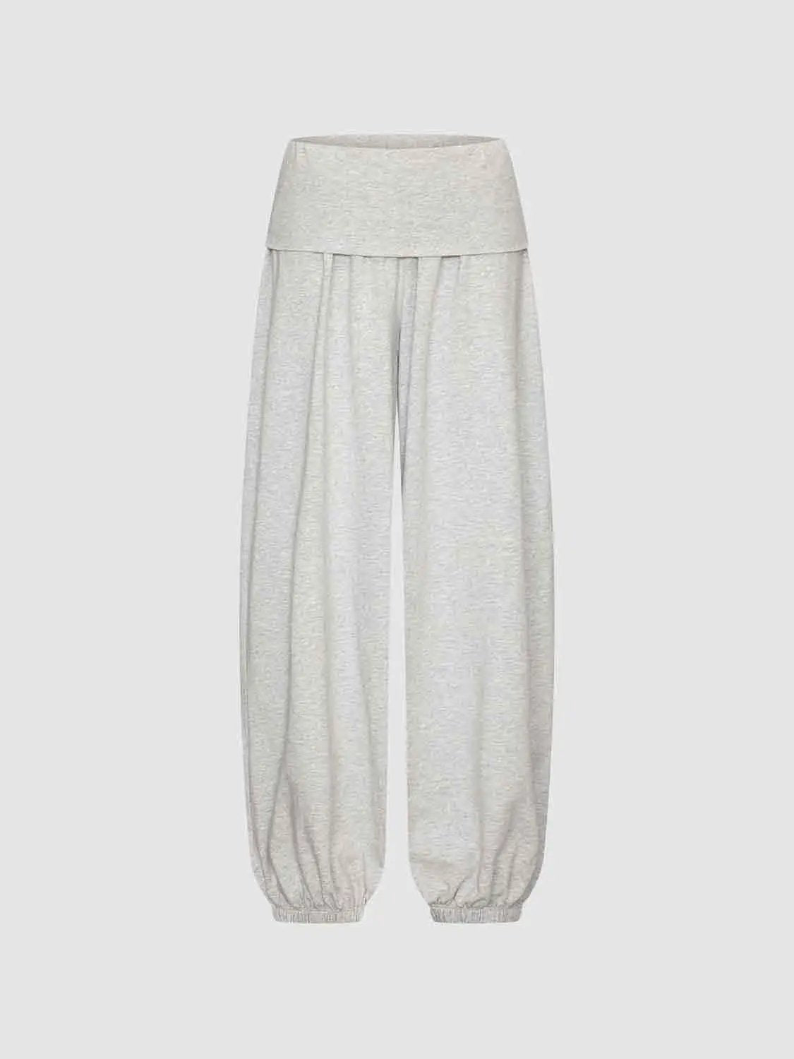 Gathered High-waisted Cotton Blend Jogger Pants