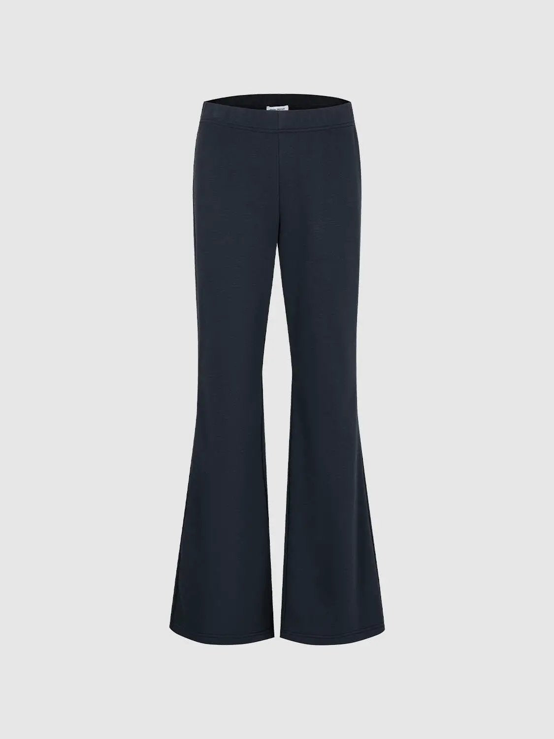 Flared Solid Regular Mid-rise High-waisted Cotton Blend Pants
