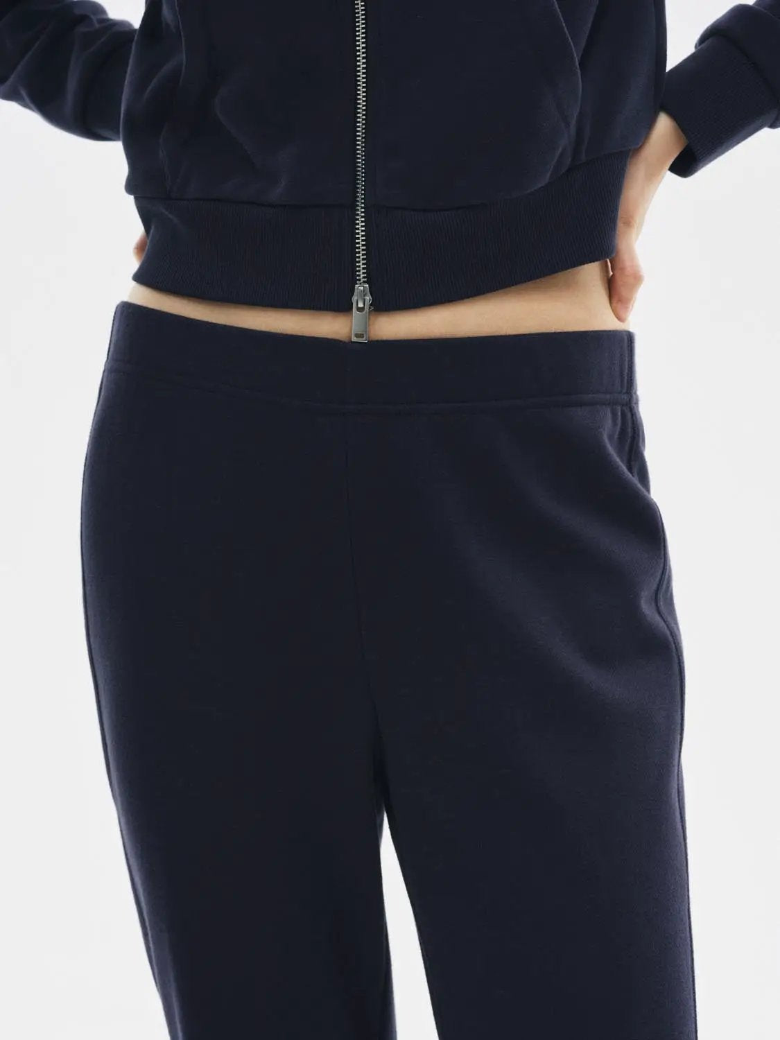 Flared Solid Regular Mid-rise High-waisted Cotton Blend Pants