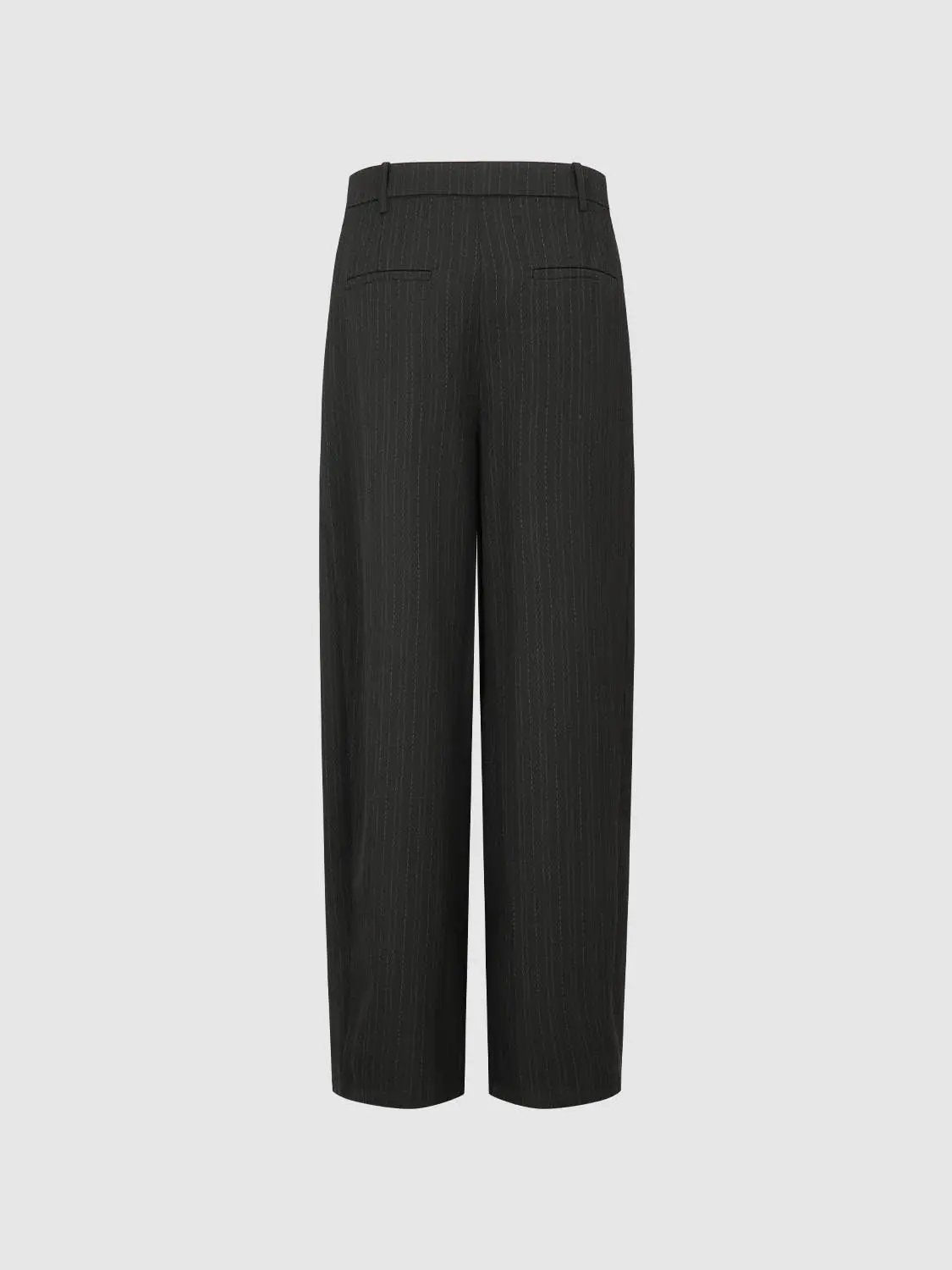 Curved-Leg Pinstripe Tailored Wide-Leg Pants
