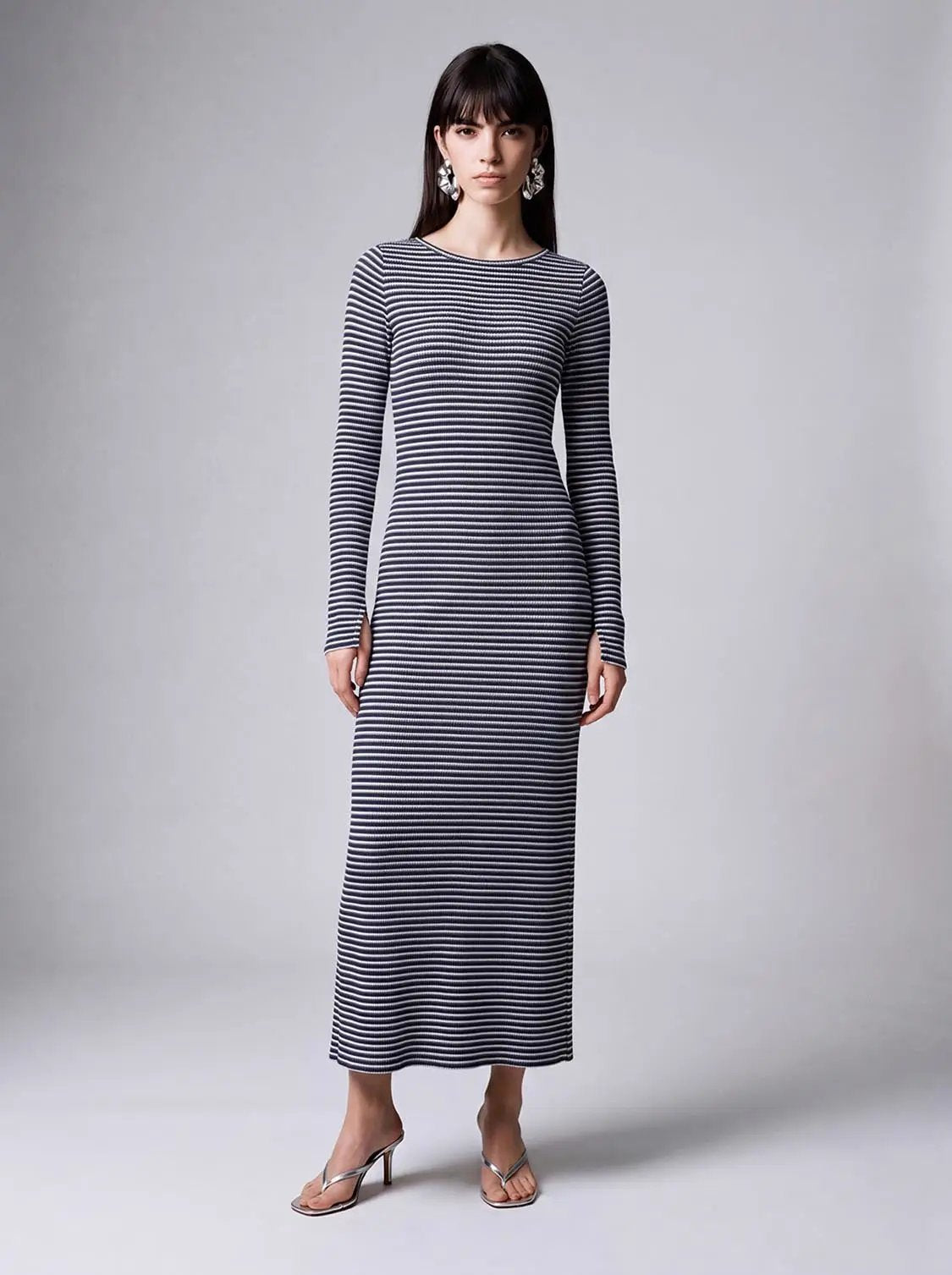Back Cut-Out Striped Maxi Dresses