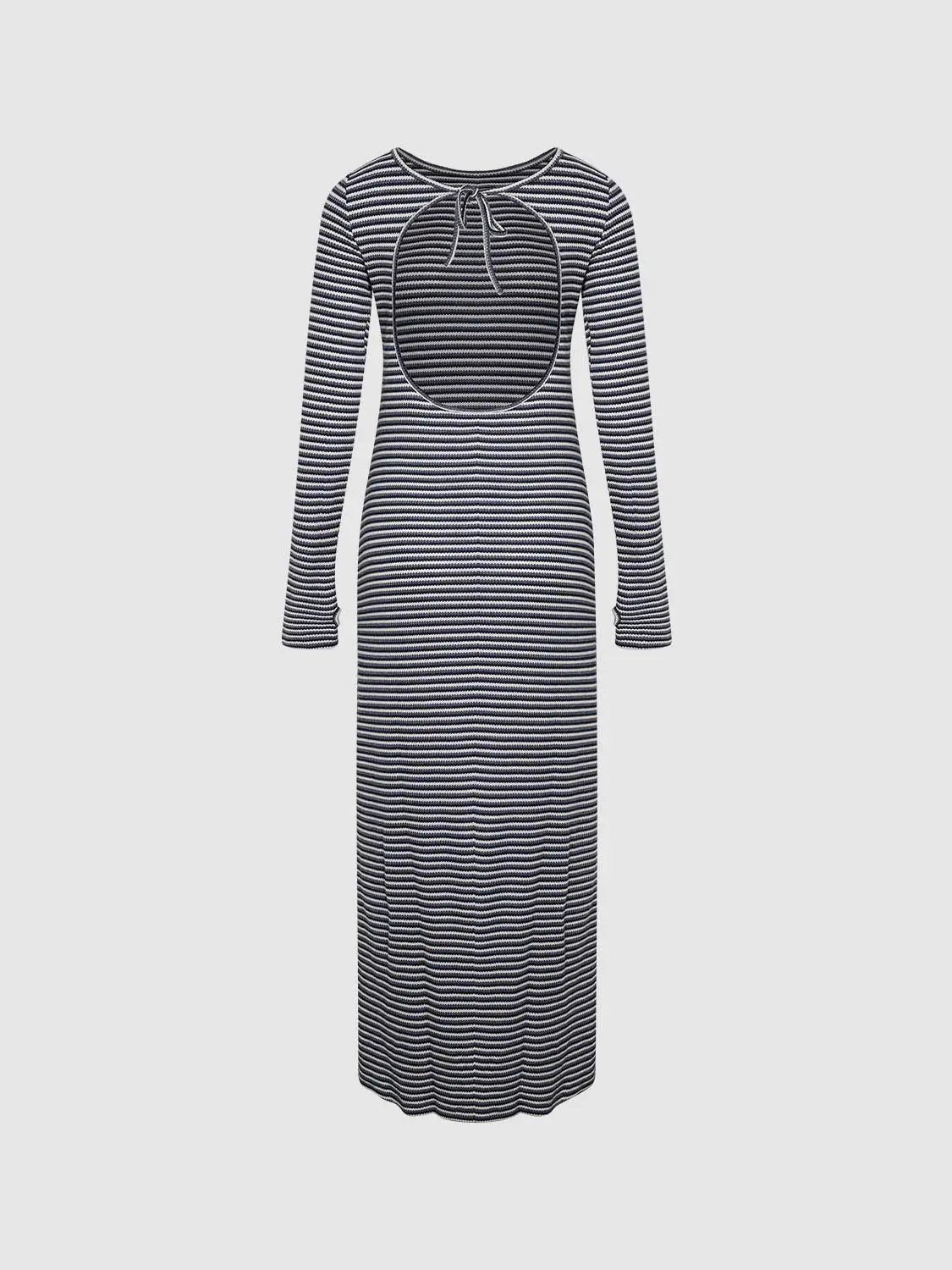 Back Cut-Out Striped Maxi Dresses