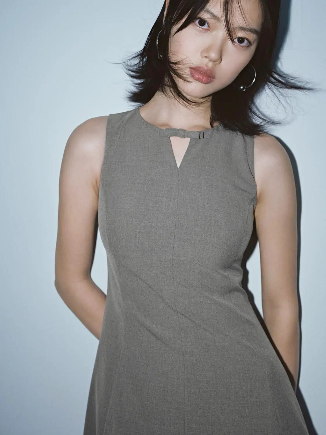 Sleeveless Notch Neck Fitted Waist Cotton Mini Dress
