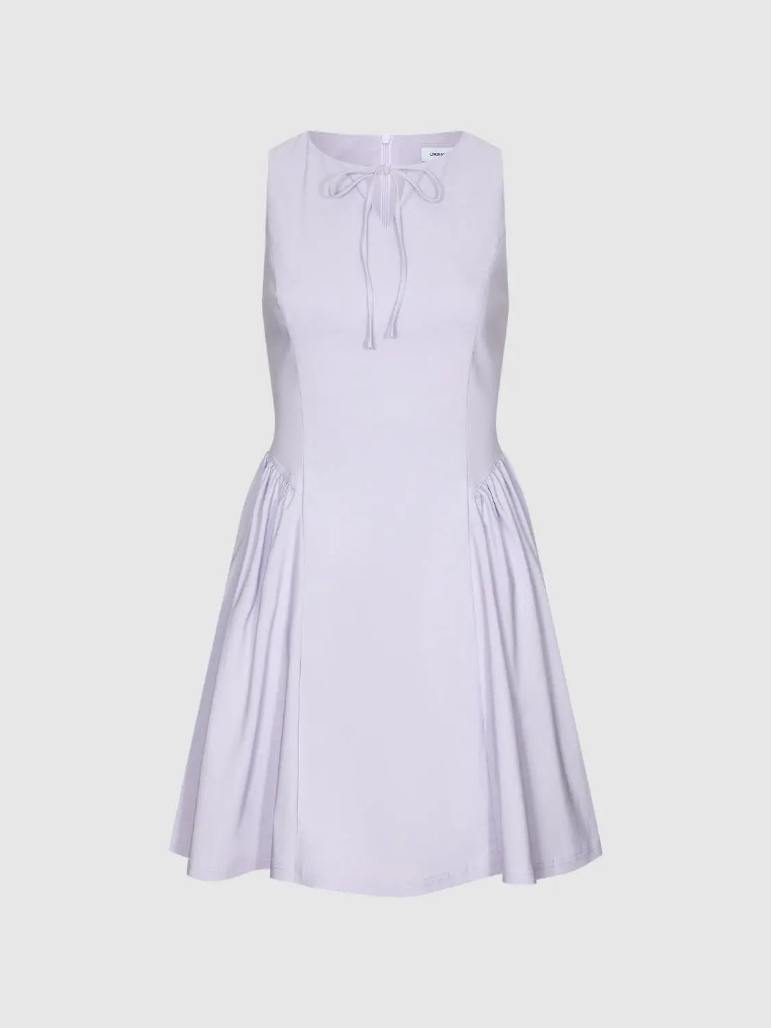 Tie Keyhole Neck Sleeveless A-Line Cotton Mini Dress