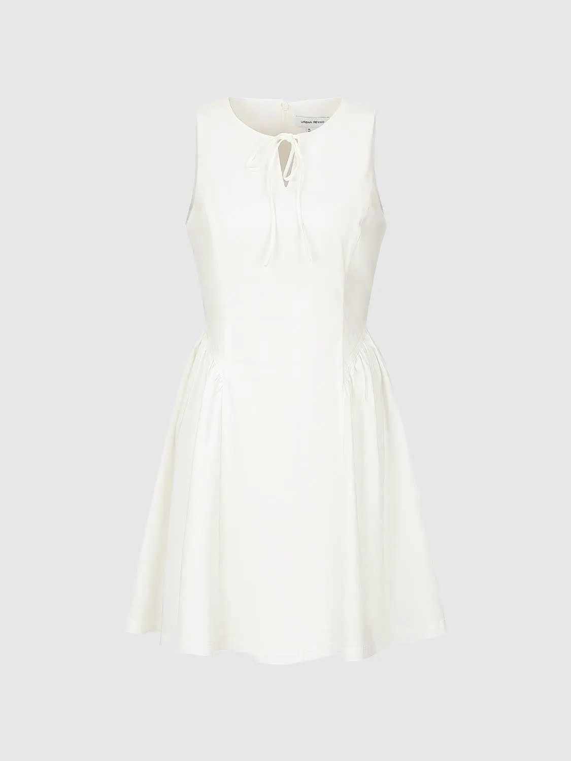 Tie Keyhole Neck Sleeveless A-Line Cotton Mini Dress