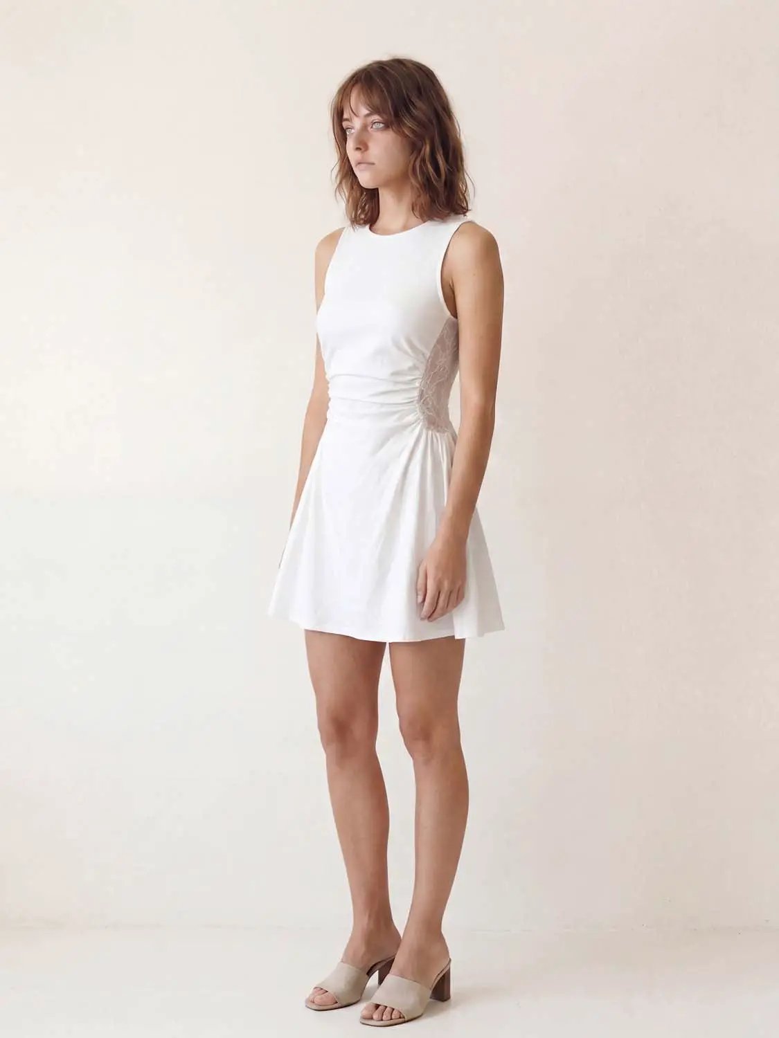 Sleeveless Round Neck Waist Ruched A-line Mini Dress
