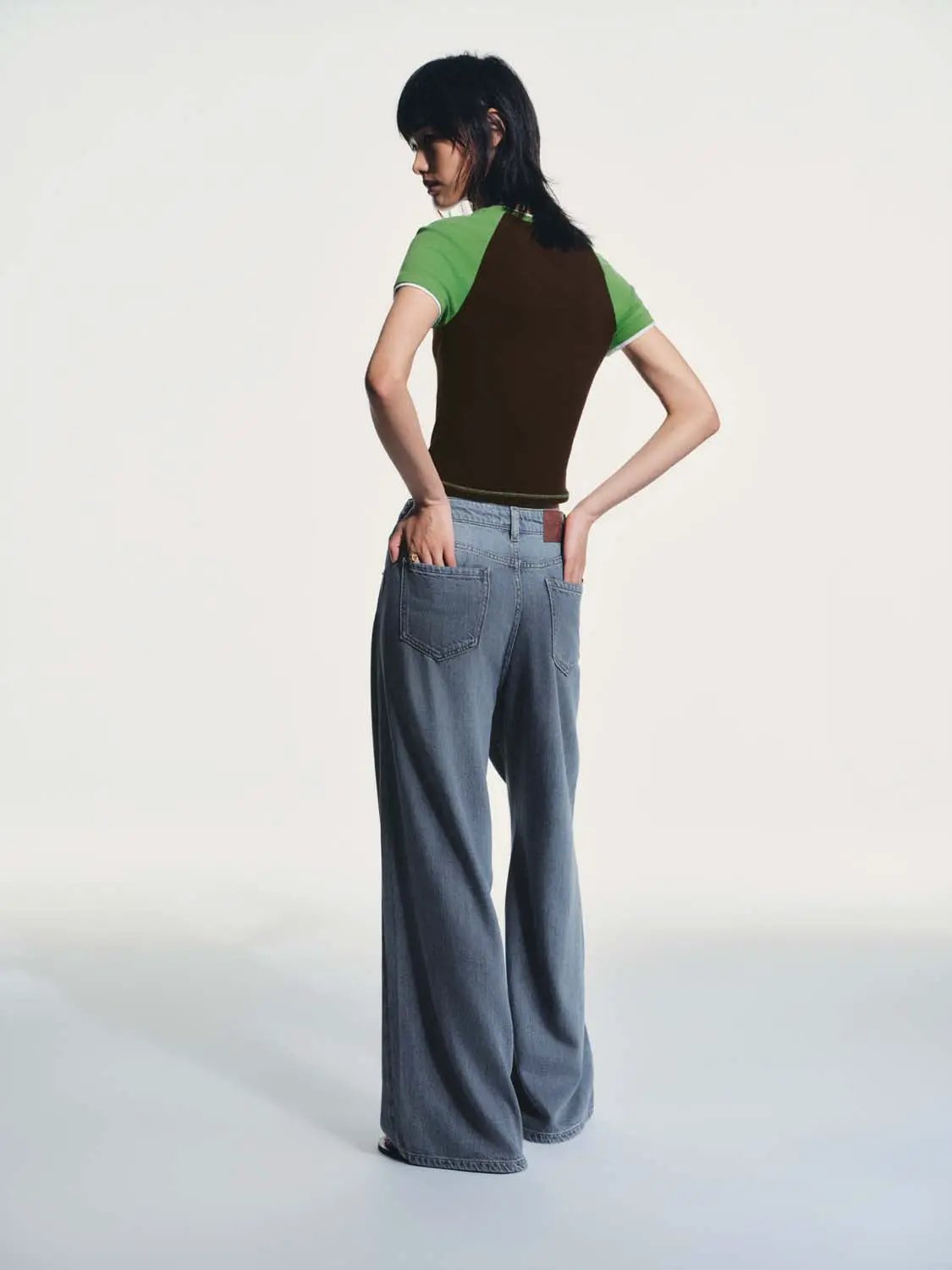Comfortable Flattering Fit Wide Leg Denim Jeans