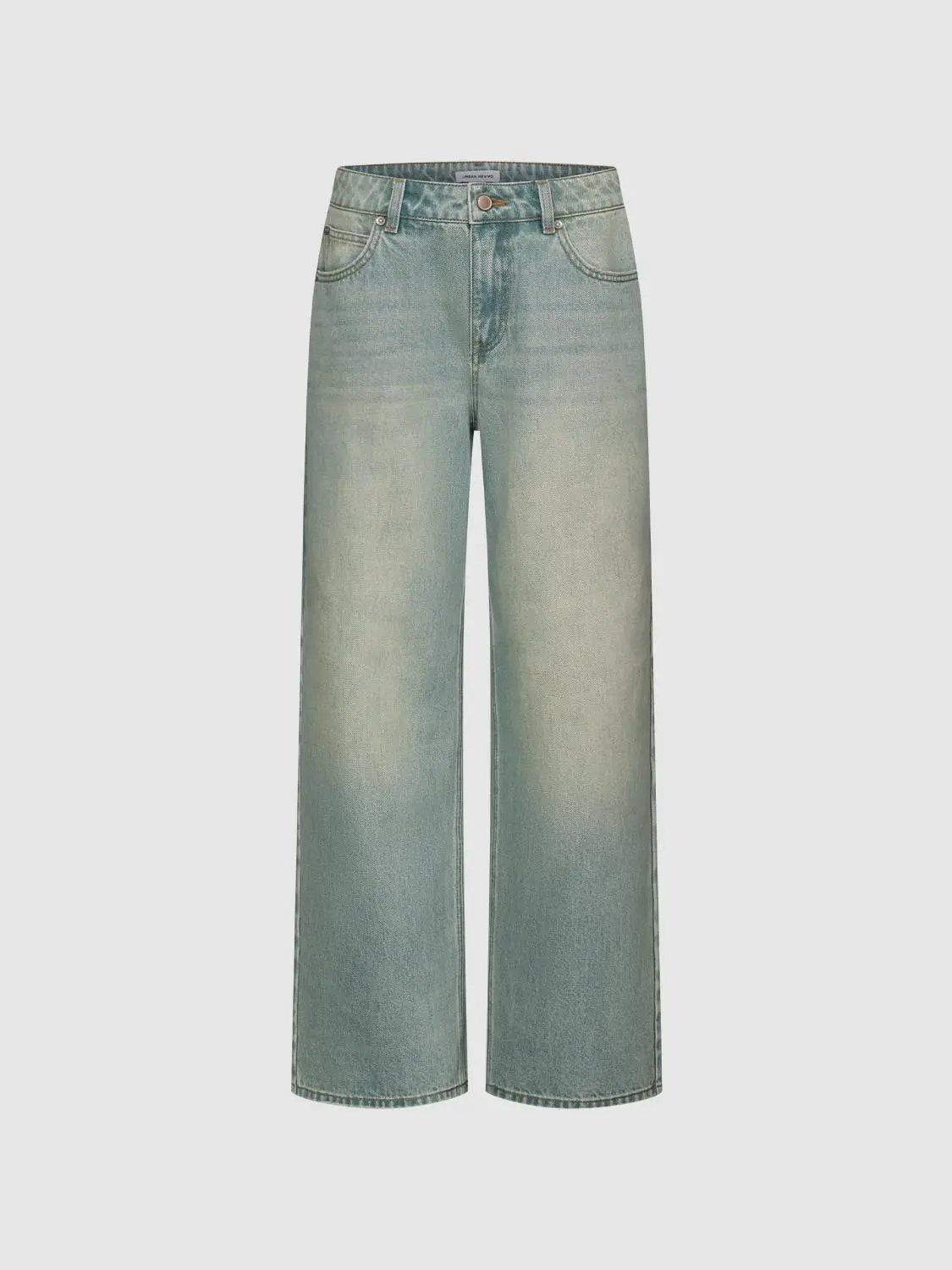 Light Faded Blue Washed Wide-leg Cotton Jeans