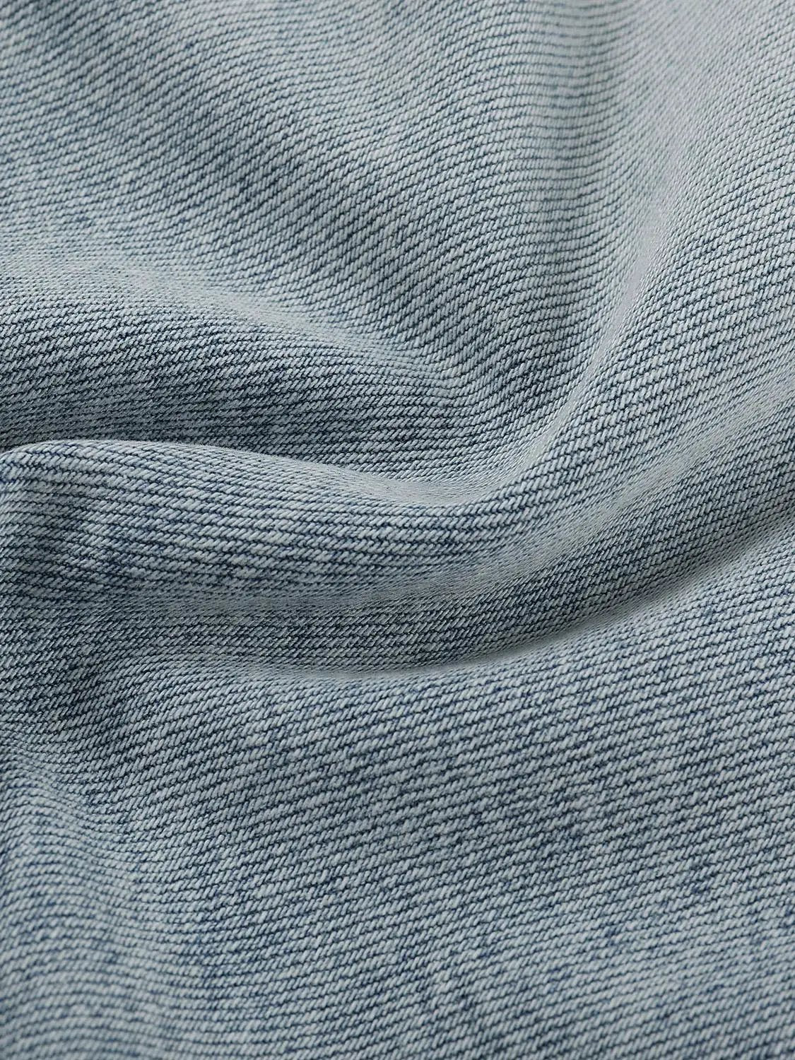 Dyed Cotton Denim Split Hem Skirt