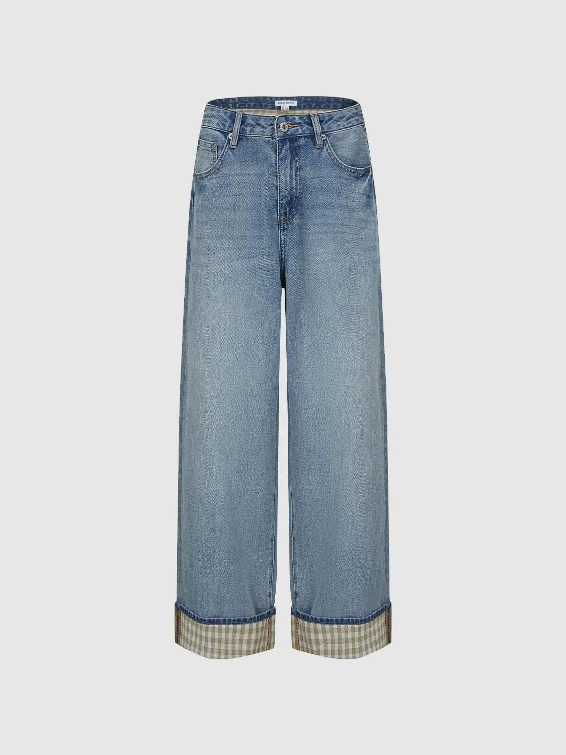 Light Wash Wide-Leg Cotton Lyocell Blend Jeans