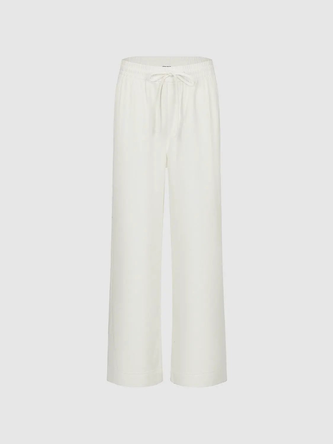 Relaxed Elastic Waist Cotton Wide-leg Pants