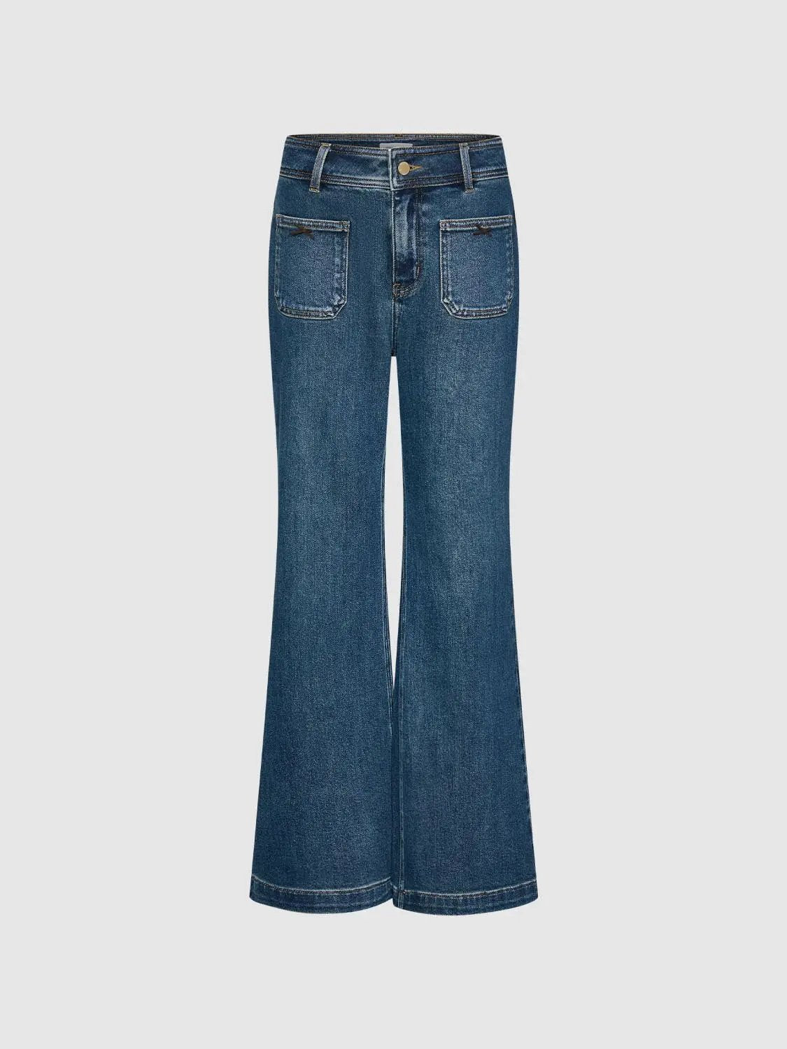 High-waisted Wide-leg Regular Cotton Jeans