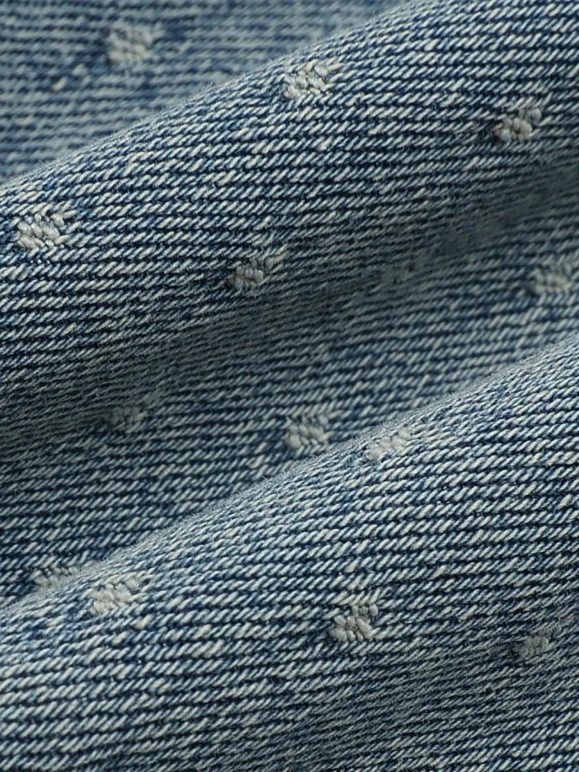 Wide-leg Polka Dot Mid-rise Slight Stretch Cotton Jeans