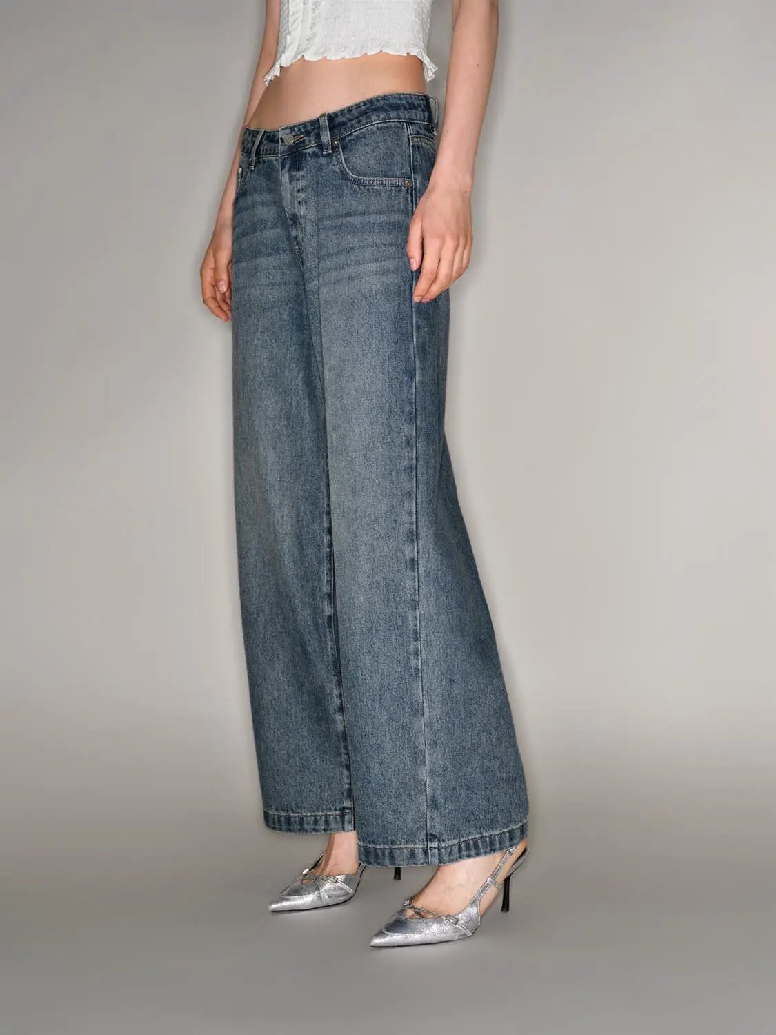 Wide-leg Medium Stretch Lyocell Cotton Blend Jeans