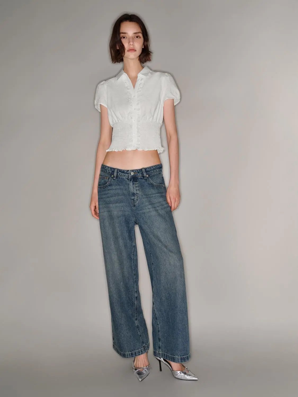 Wide-leg Medium Stretch Lyocell Cotton Blend Jeans
