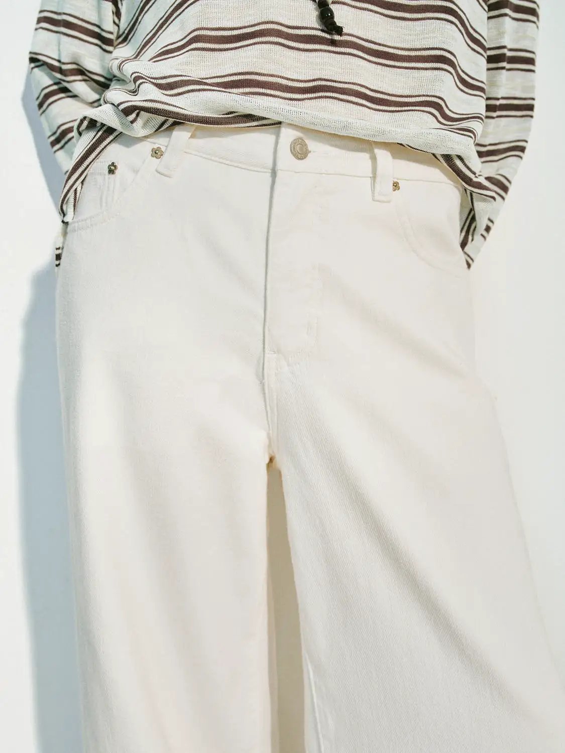 Wide-leg High Waisted Plain Front Full Length Pants