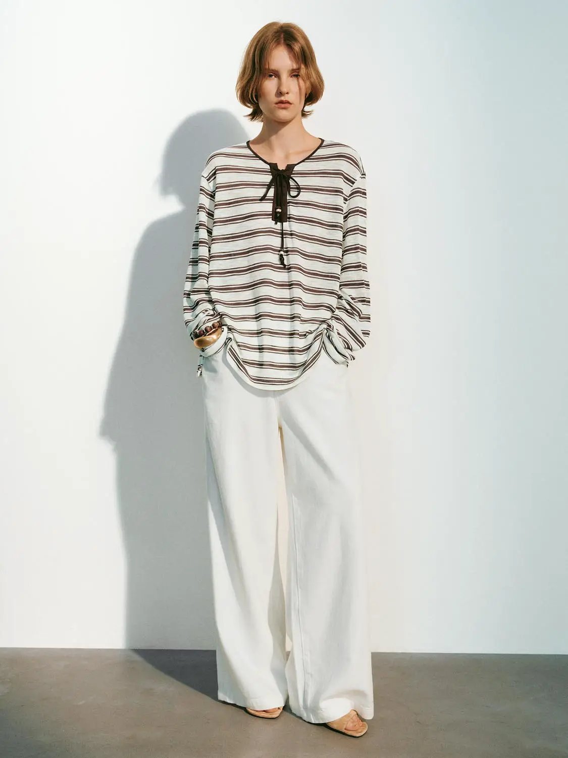 Wide-leg High Waisted Plain Front Full Length Pants