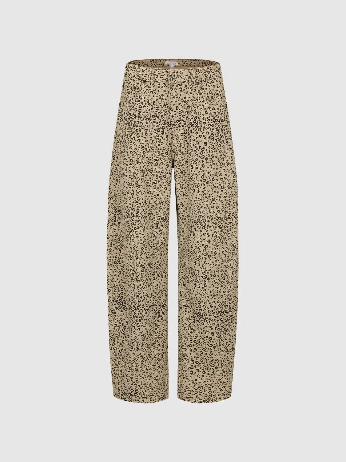 Leopard Print Wide-leg Cotton Blend Pants