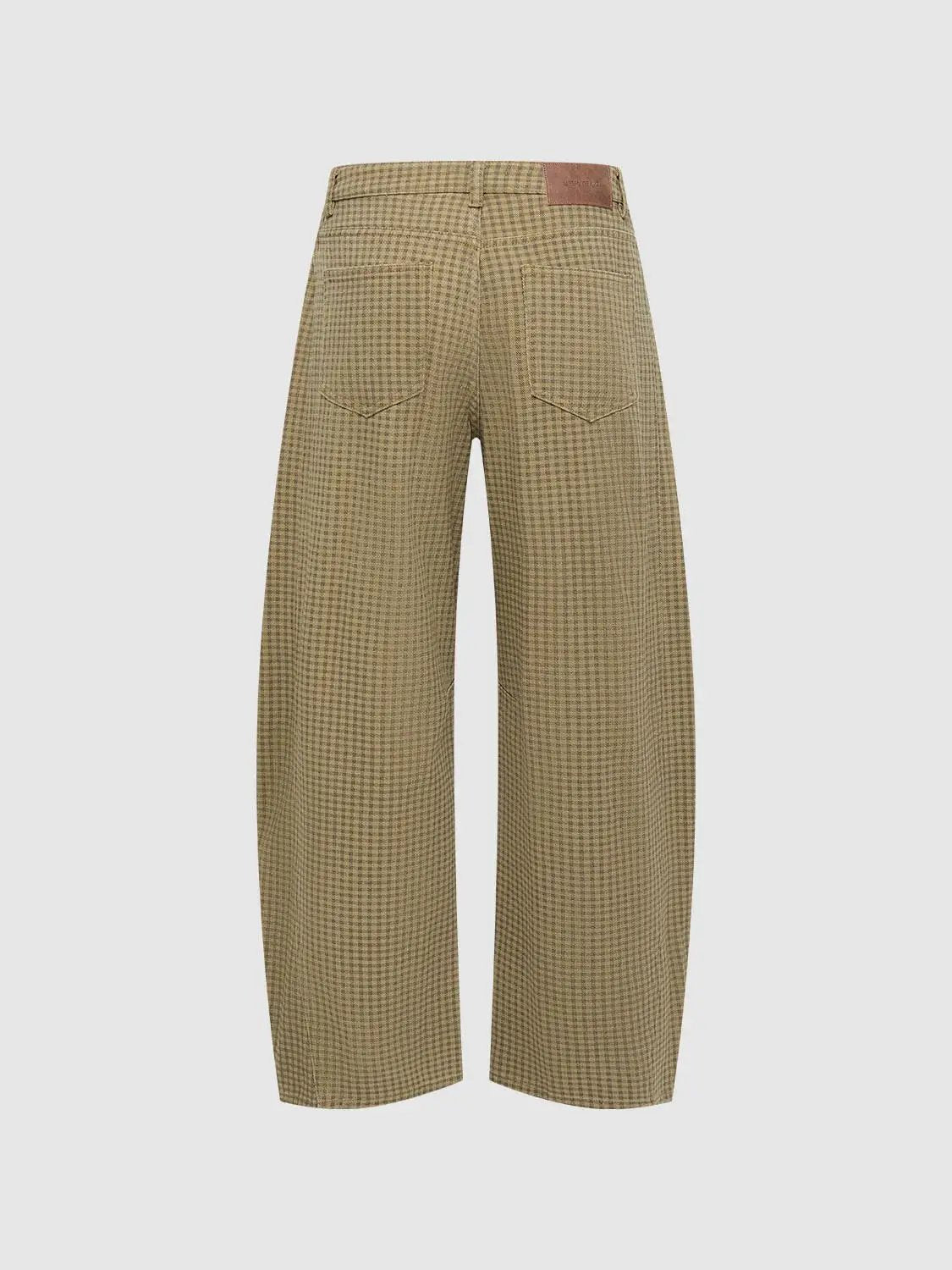 Checked Wide-leg Cotton Blend Pants