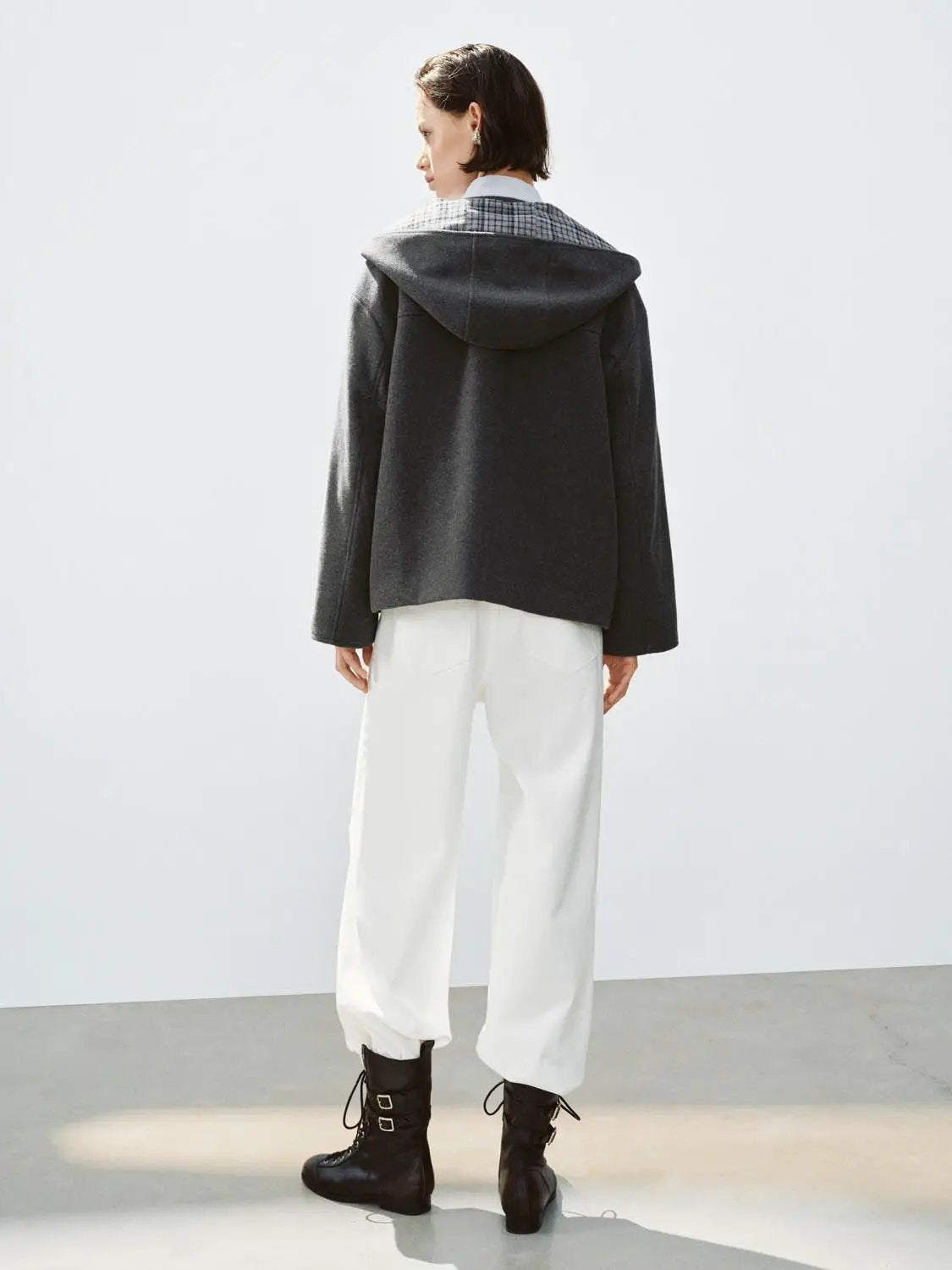 High-waisted Stretch Cotton Wide-leg Pants