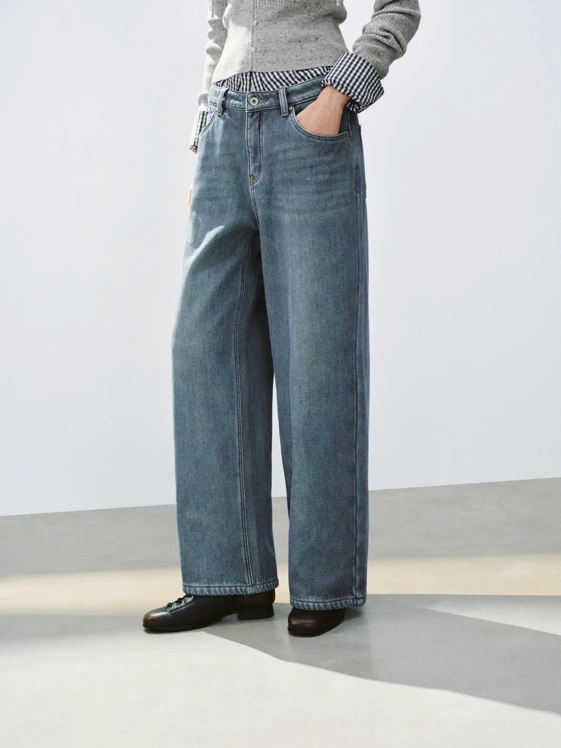 Mid-rise Wide-leg Stretch Cotton Blend Jeans