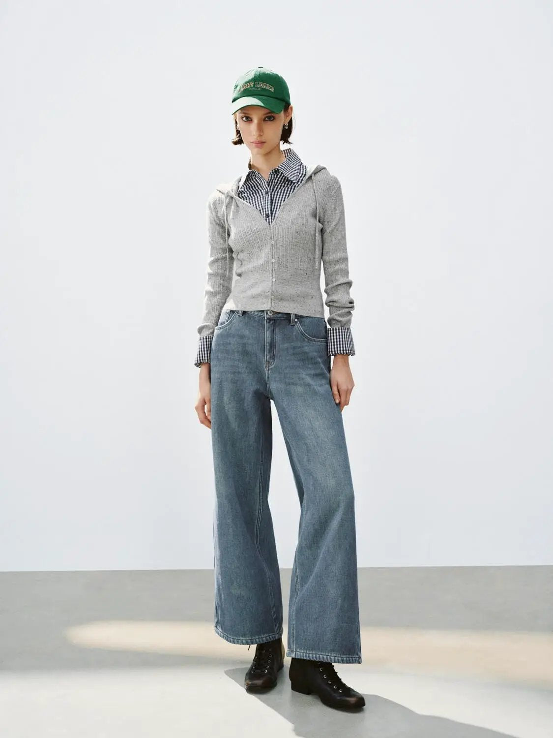 Mid-rise Wide-leg Stretch Cotton Blend Jeans
