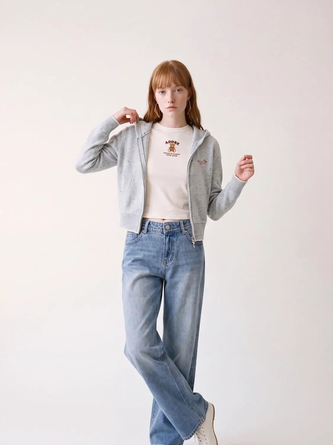 Medium Wash Faded Straight Leg Relaxed Cotton Jeans
