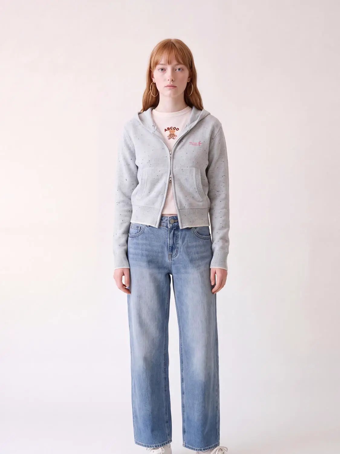 Medium Wash Faded Straight Leg Relaxed Cotton Jeans