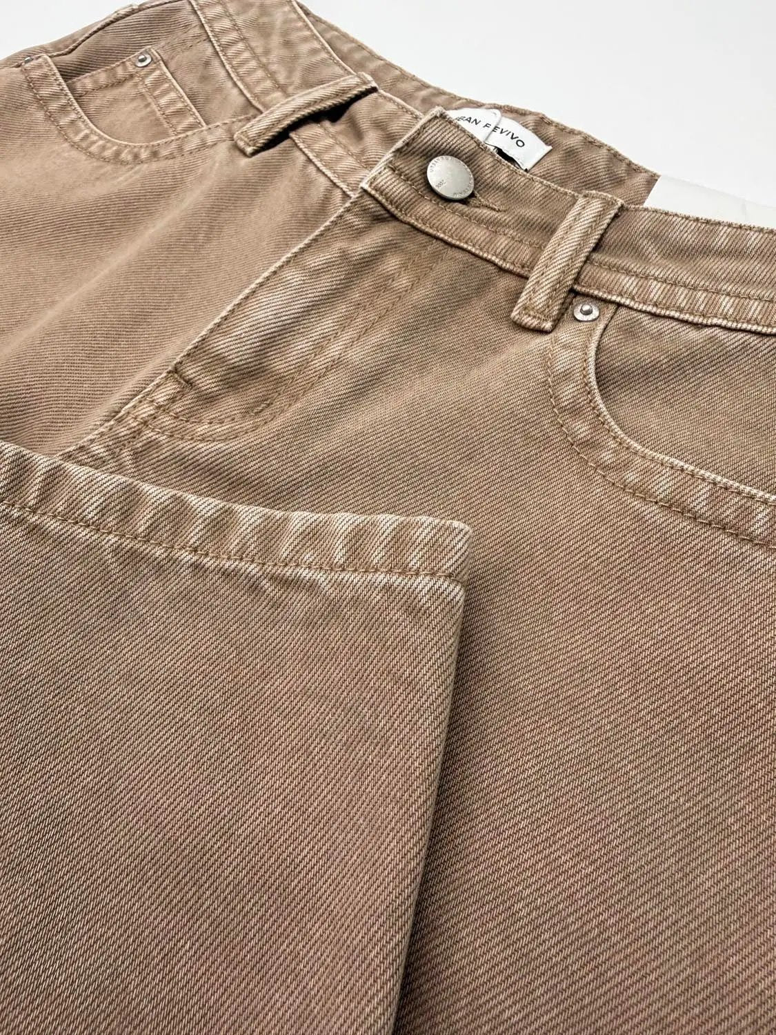 Cotton Solid Mid-rise Straight-leg Pants
