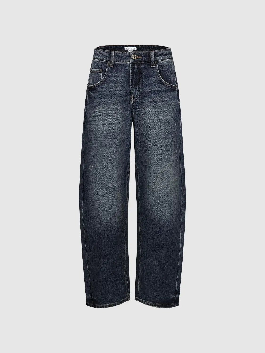 Wash Mid-rise Wide-leg Cotton Blend Jeans