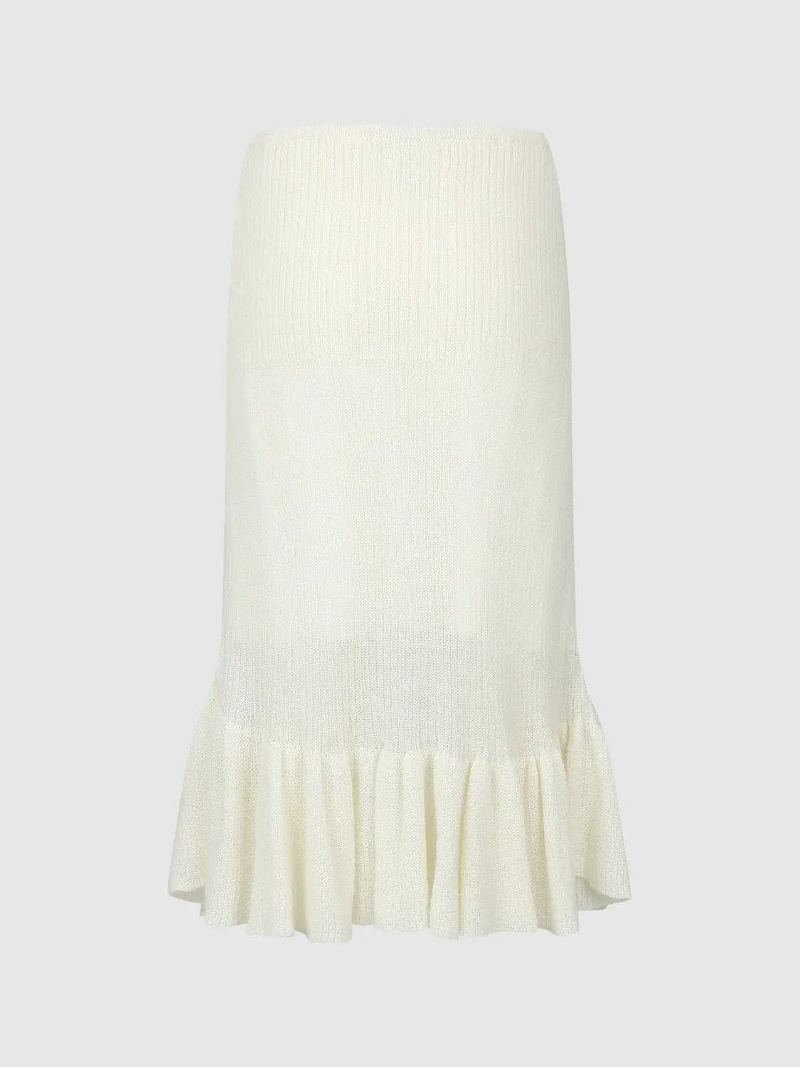 Ruffle Hem Knitted A-Line Midi Skirts