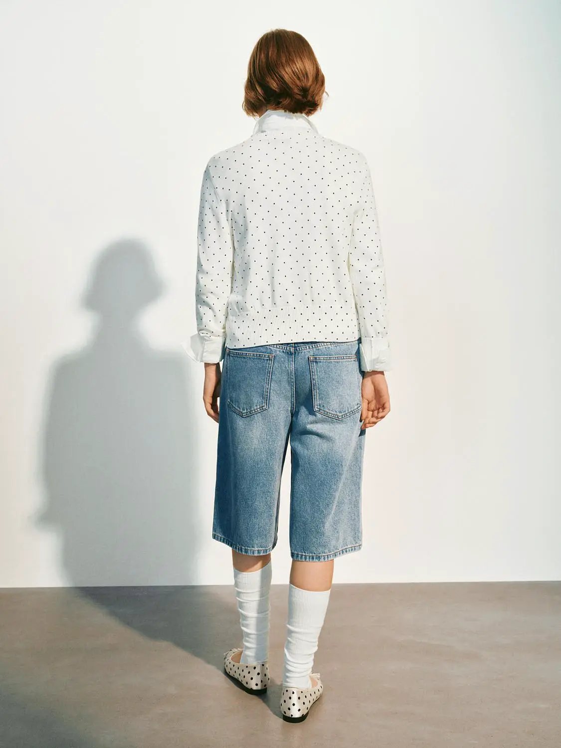 Polka Dot Knit Cotton Cardigan