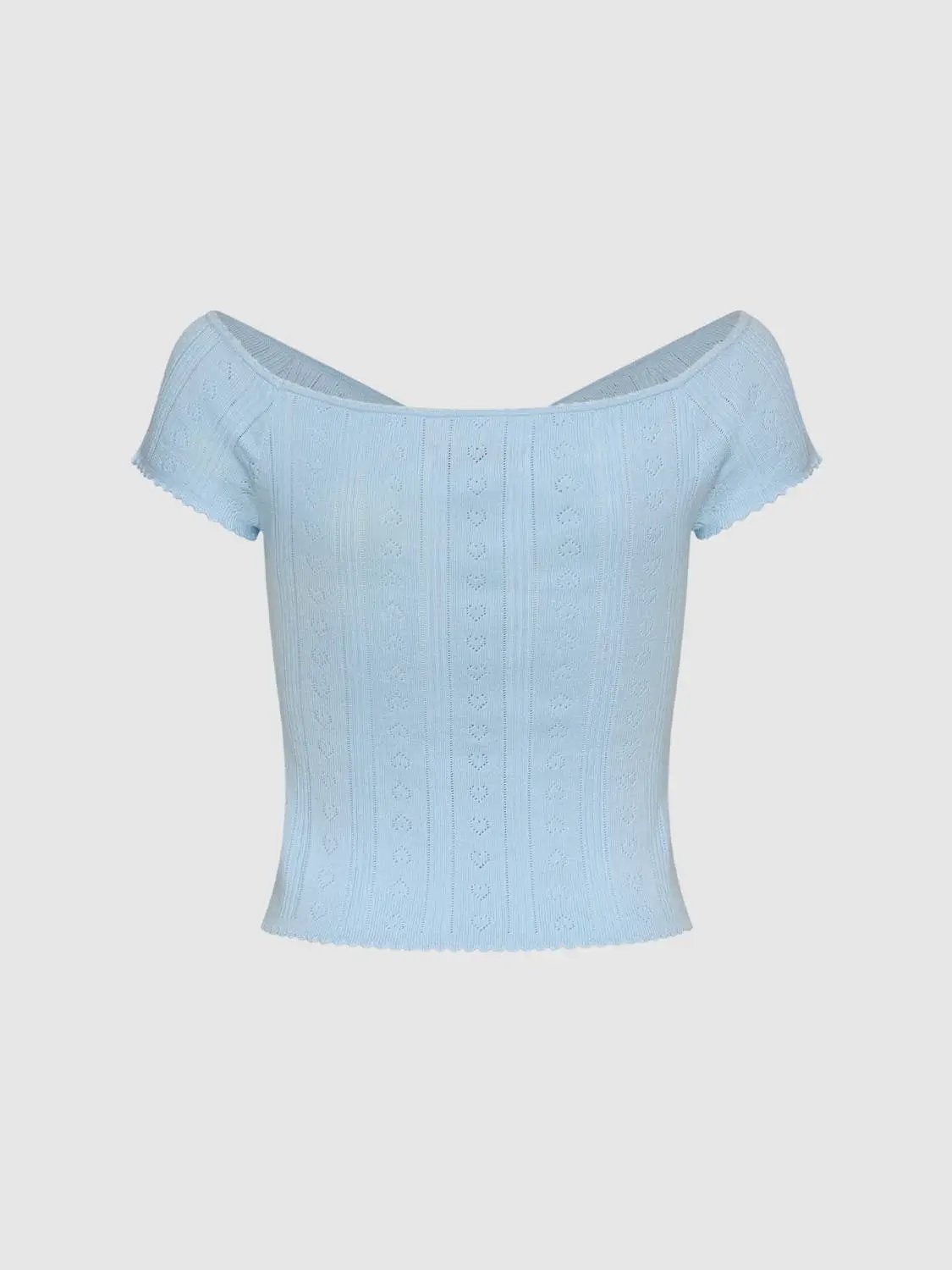 Textured Bow Front Short Sleeve Cotton Blend T-Shirt