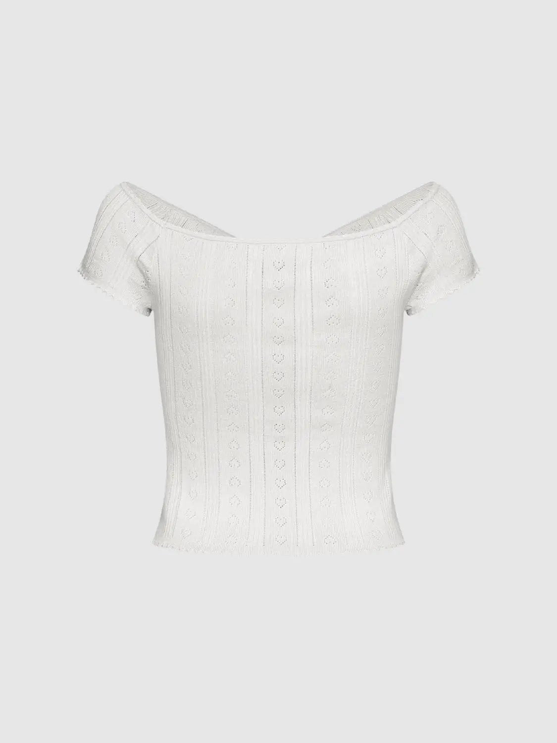 Textured Bow Front Short Sleeve Cotton Blend T-Shirt