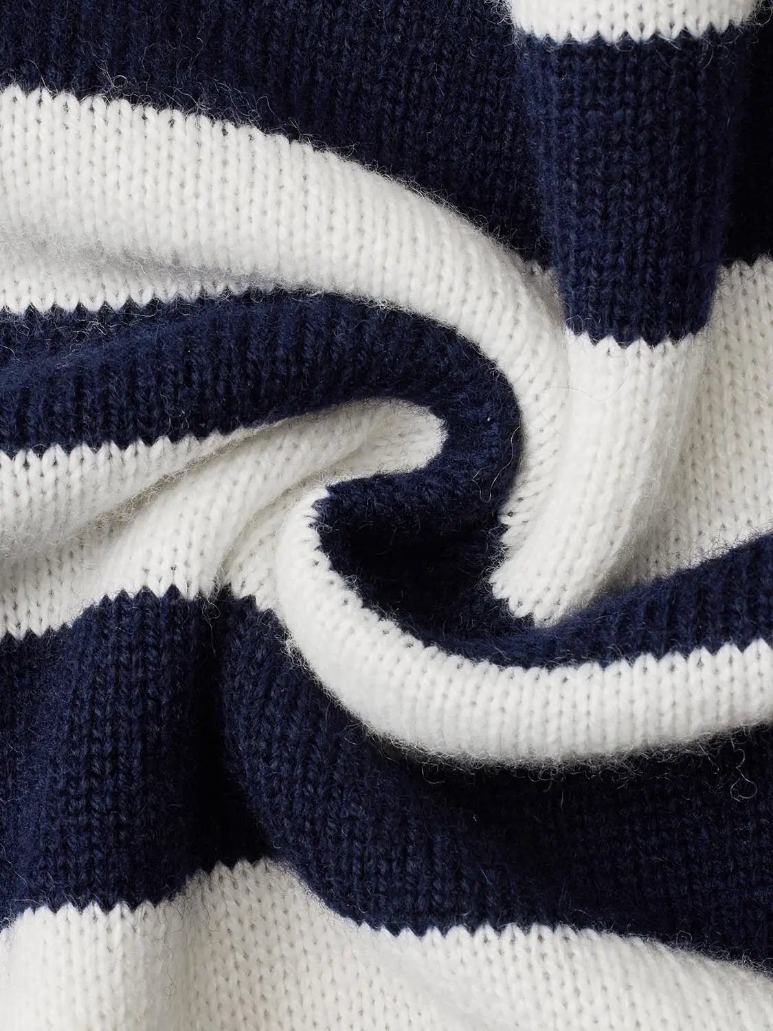 Striped Boat Neck Long Sleeve Ribbed Sweater