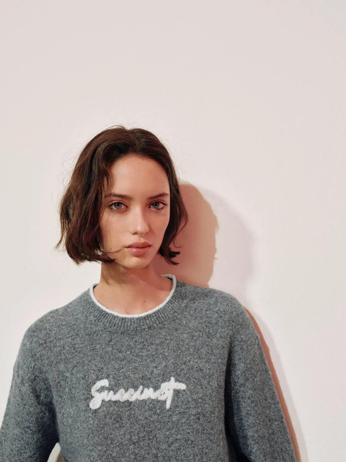 Text Logo Crew Neck Long Sleeve Knit Sweater