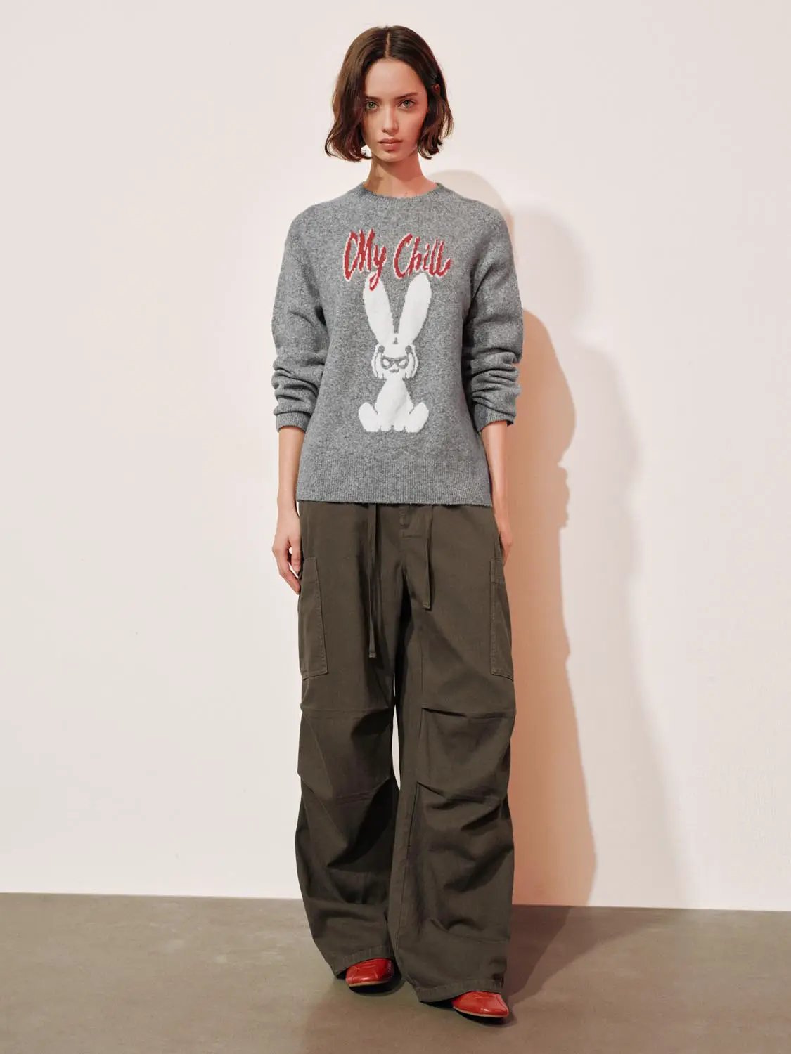 Knit Graphic Print Long Sleeve Crew Neck Sweater