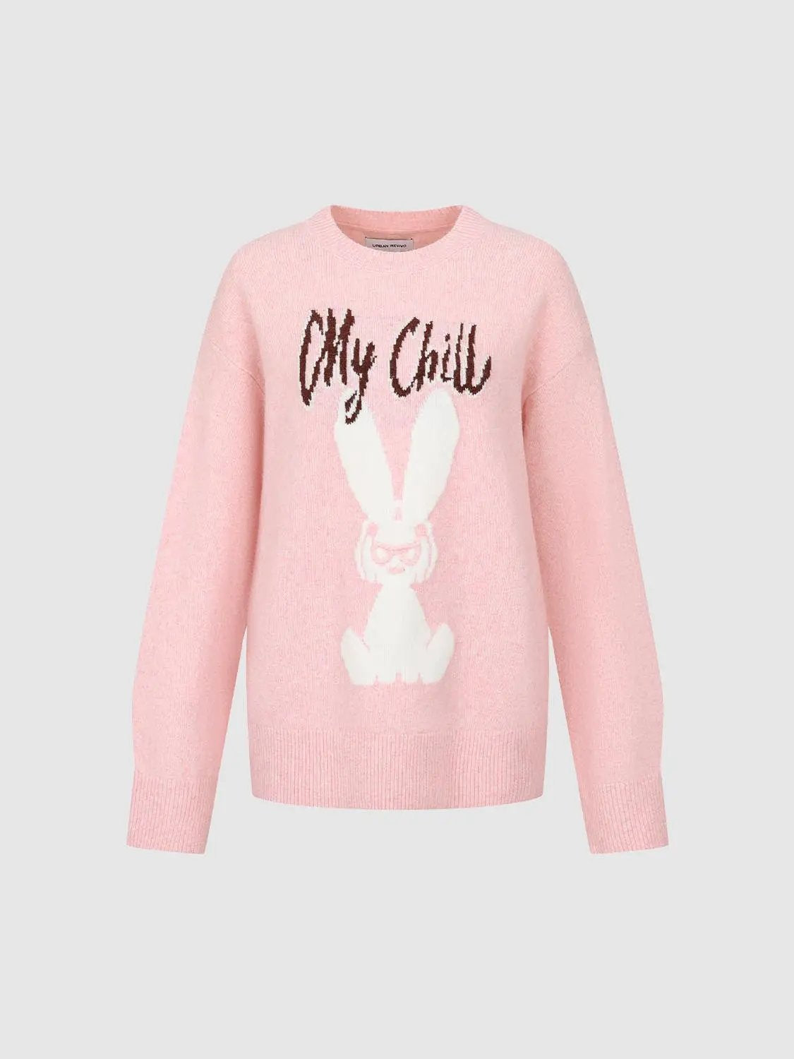 Knit Graphic Print Long Sleeve Crew Neck Sweater