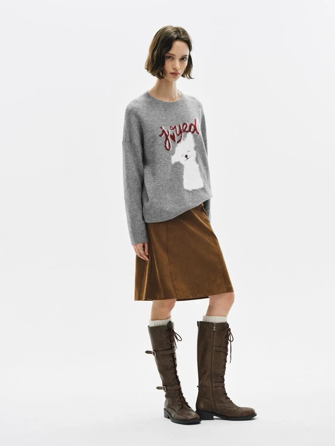 Animal Graphic Oversized Crew Neck Long Sleeve Sweater