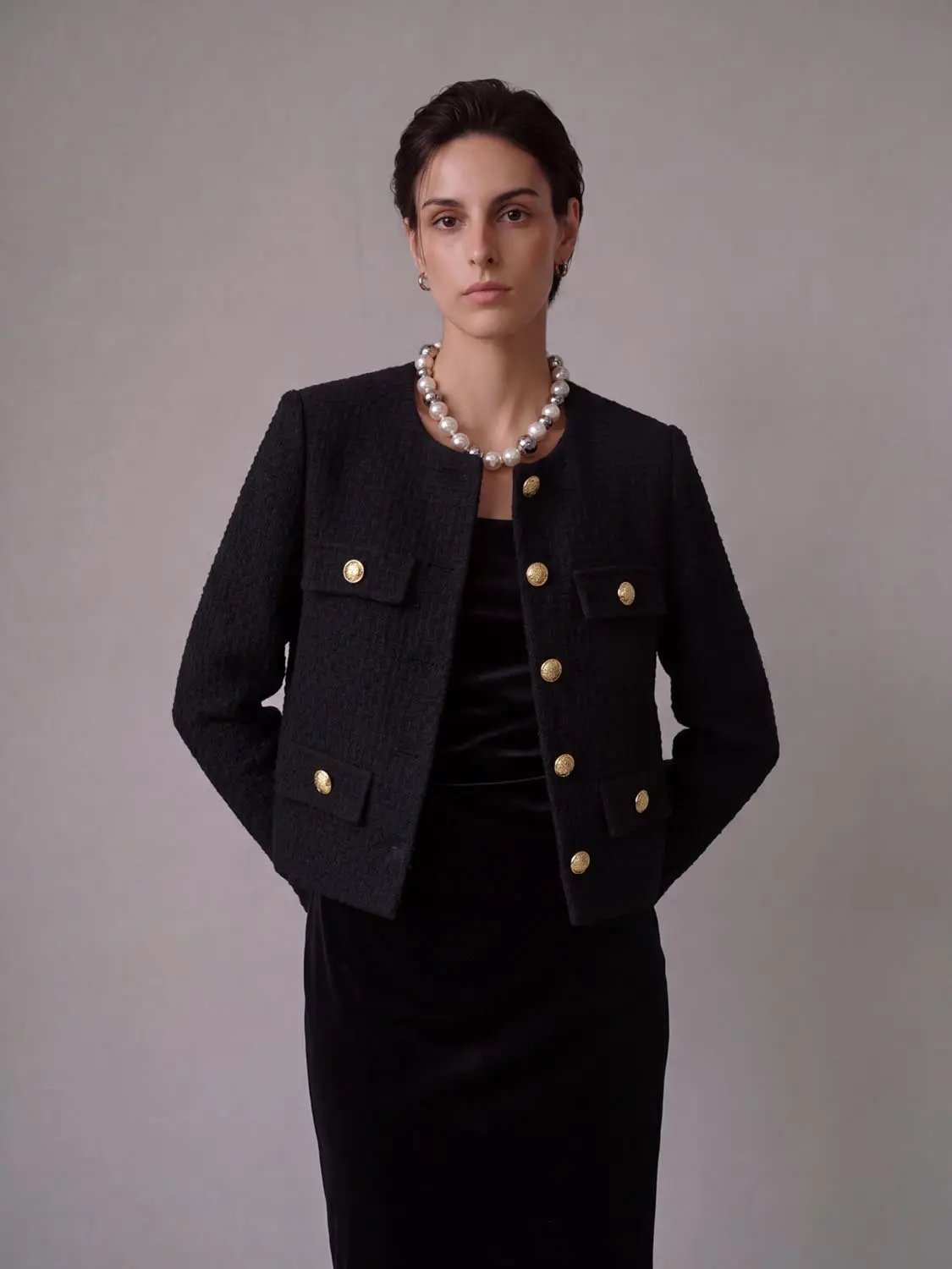 Multi-Pocket Tweed Jacket