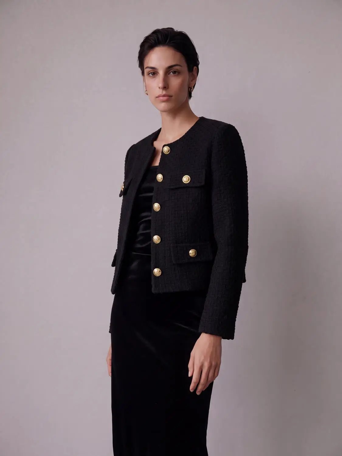 Multi-Pocket Tweed Jacket