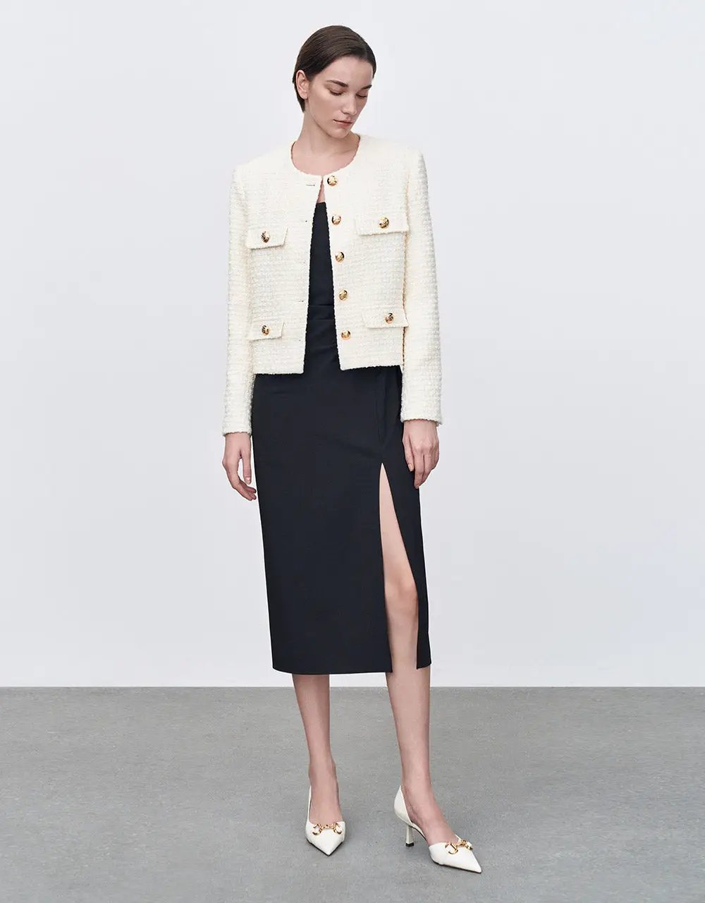 Multi-Pocket Tweed Jacket
